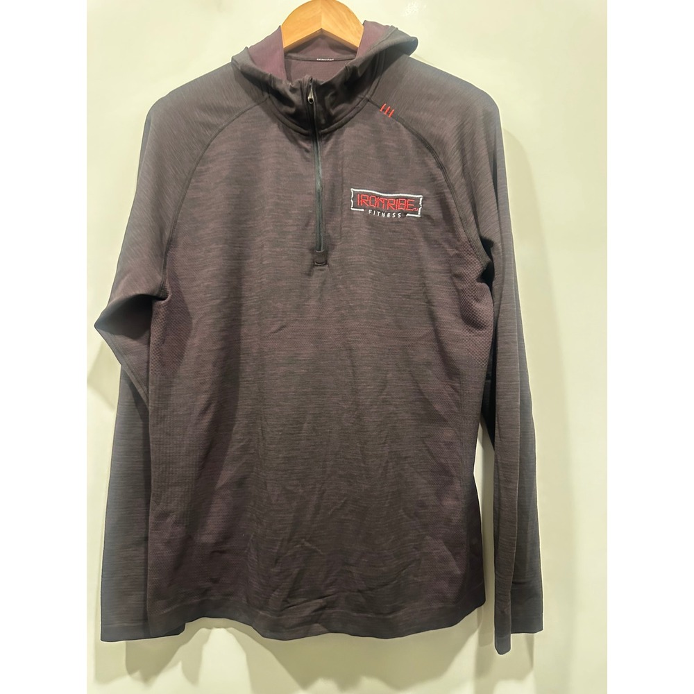 Lululemon Metal Vent Tech 1/4 Zip Hoodie Mens Maroon Black Iron Tribe Fitness L